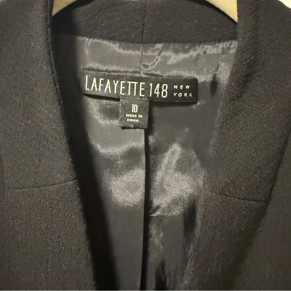 Lafayette 148 New York Stand Collar Virgin Wool Blazer Black 10 Quiet Luxury